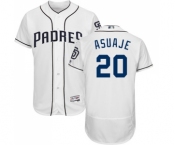 Men's Majestic San Diego Padres #20 Carlos Asuaje White Home Flex Base Authentic Collection MLB Jersey