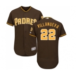 Men's Majestic San Diego Padres #22 Christian Villanueva Brown Alternate Flex Base Authentic Collection MLB Jersey