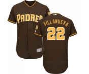 Men's Majestic San Diego Padres #22 Christian Villanueva Brown Alternate Flex Base Authentic Collection MLB Jersey