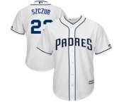 Men's Majestic San Diego Padres #23 Matt Szczur Replica White Home Cool Base MLB Jersey