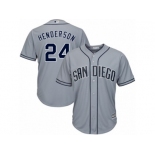 Men's Majestic San Diego Padres #24 Rickey Henderson Authentic Grey Road Cool Base MLB Jersey