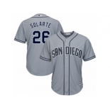 Men's Majestic San Diego Padres #26 Yangervis Solarte Replica Grey Road Cool Base MLB Jersey