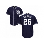 Men's Majestic San Diego Padres #26 Yangervis Solarte Replica Navy Blue Alternate 1 Cool Base MLB Jersey