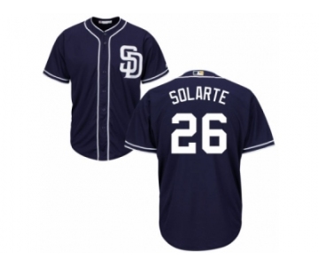 Men's Majestic San Diego Padres #26 Yangervis Solarte Replica Navy Blue Alternate 1 Cool Base MLB Jersey