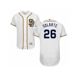 Men's Majestic San Diego Padres #26 Yangervis Solarte White Flexbase Authentic Collection MLB Jersey