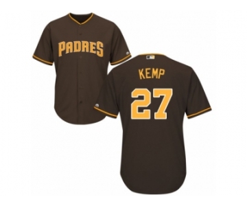 Men's Majestic San Diego Padres #27 Matt Kemp Replica Brown Alternate Cool Base MLB Jersey