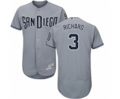 Men's Majestic San Diego Padres #3 Clayton Richard Authentic Grey Road Cool Base MLB Jersey