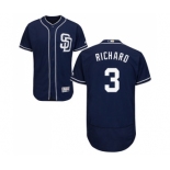 Men's Majestic San Diego Padres #3 Clayton Richard Navy Blue Alternate Flex Base Authentic Collection MLB Jersey