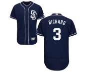 Men's Majestic San Diego Padres #3 Clayton Richard Navy Blue Alternate Flex Base Authentic Collection MLB Jersey