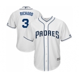 Men's Majestic San Diego Padres #3 Clayton Richard Replica White Home Cool Base MLB Jersey