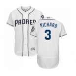 Men's Majestic San Diego Padres #3 Clayton Richard White Home Flex Base Authentic Collection MLB Jersey