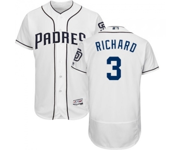 Men's Majestic San Diego Padres #3 Clayton Richard White Home Flex Base Authentic Collection MLB Jersey