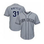 Men's Majestic San Diego Padres #31 Dave Winfield Replica Grey Road Cool Base MLB Jersey