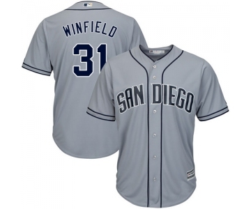 Men's Majestic San Diego Padres #31 Dave Winfield Replica Grey Road Cool Base MLB Jersey