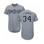 Men's Majestic San Diego Padres #34 Craig Stammen Authentic Grey Road Cool Base MLB Jersey