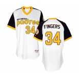 Men's Majestic San Diego Padres #34 Rollie Fingers Replica White 1978 Turn Back The Clock MLB Jersey