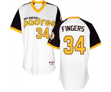 Men's Majestic San Diego Padres #34 Rollie Fingers Replica White 1978 Turn Back The Clock MLB Jersey