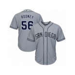 Men's Majestic San Diego Padres #56 Fernando Rodney Authentic Grey Road Cool Base MLB Jersey