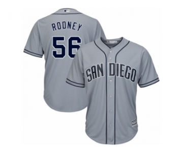 Men's Majestic San Diego Padres #56 Fernando Rodney Authentic Grey Road Cool Base MLB Jersey