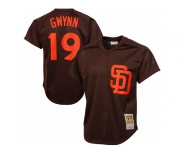 Men's Mitchell and Ness 1985 San Diego Padres #19 Tony Gwynn Authentic Brown Throwback MLB Jersey