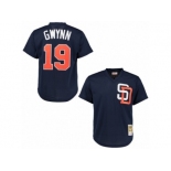 Men's Mitchell and Ness 1996 San Diego Padres #19 Tony Gwynn Replica Navy Blue Throwback MLB Jersey