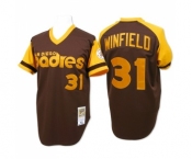 Men's Mitchell and Ness San Diego Padres #31 Dave Winfield Replica Brown Throwback MLB Jersey