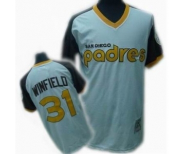 Men's Mitchell and Ness San Diego Padres #31 Dave Winfield Replica White Throwback MLB Jersey