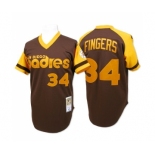 Men's Mitchell and Ness San Diego Padres #34 Rollie Fingers Replica Brown Throwback MLB Jersey