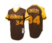 Men's Mitchell and Ness San Diego Padres #34 Rollie Fingers Replica Brown Throwback MLB Jersey