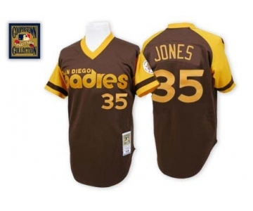 Men's Mitchell and Ness San Diego Padres #35 Randy Jones Authentic Brown Throwback MLB Jersey