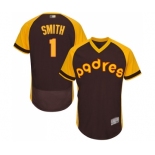 Men's San Diego Padres #1 Ozzie Smith Brown Alternate Cooperstown Authentic Collection Flex Base Baseball Jersey