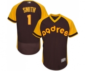 Men's San Diego Padres #1 Ozzie Smith Brown Alternate Cooperstown Authentic Collection Flex Base Baseball Jersey