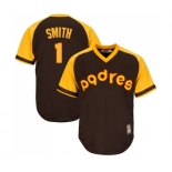 Men's San Diego Padres #1 Ozzie Smith Replica Brown Alternate Cooperstown Cool Base Baseball Jersey