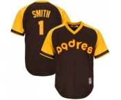 Men's San Diego Padres #1 Ozzie Smith Replica Brown Alternate Cooperstown Cool Base Baseball Jersey