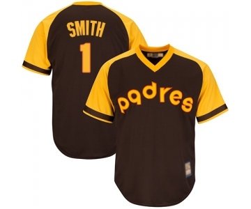 Men's San Diego Padres #1 Ozzie Smith Replica Brown Alternate Cooperstown Cool Base Baseball Jersey