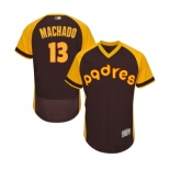 Men's San Diego Padres #13 Manny Machado Brown Alternate Cooperstown Authentic Collection Flex Base Baseball Jersey