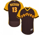 Men's San Diego Padres #13 Manny Machado Brown Alternate Cooperstown Authentic Collection Flex Base Baseball Jersey