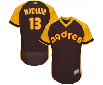 Men's San Diego Padres #13 Manny Machado Brown Alternate Cooperstown Authentic Collection Flex Base Baseball Jersey