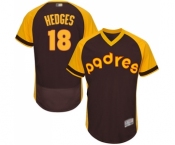 Men's San Diego Padres #18 Austin Hedges Brown Alternate Cooperstown Authentic Collection Flex Base Baseball Jersey