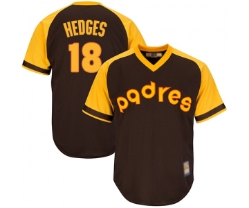 Men's San Diego Padres #18 Austin Hedges Replica Brown Alternate Cooperstown Cool Base Baseball Jersey