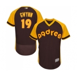 Men's San Diego Padres #19 Tony Gwynn Brown Alternate Cooperstown Authentic Collection Flex Base Baseball Jersey