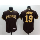 Men's San Diego Padres #19 Tony Gwynn Majestic Brown Alternate Home Authentic Collection Flex Base Player Jersey