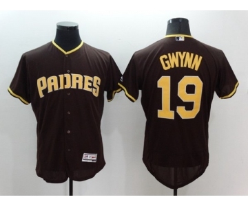 Men's San Diego Padres #19 Tony Gwynn Majestic Brown Alternate Home Authentic Collection Flex Base Player Jersey