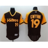 Men's San Diego Padres #19 Tony Gwynn Majestic Brown Alternate Home Authentic Cooperstown Collection Flex Base Player Jersey