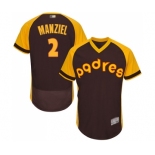 Men's San Diego Padres #2 Johnny Manziel Brown Alternate Cooperstown Authentic Collection Flex Base Baseball Jersey