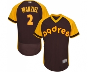 Men's San Diego Padres #2 Johnny Manziel Brown Alternate Cooperstown Authentic Collection Flex Base Baseball Jersey