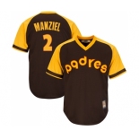 Men's San Diego Padres #2 Johnny Manziel Replica Brown Alternate Cooperstown Cool Base Baseball Jersey