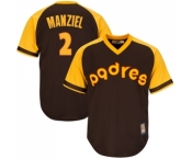 Men's San Diego Padres #2 Johnny Manziel Replica Brown Alternate Cooperstown Cool Base Baseball Jersey