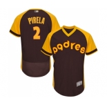 Men's San Diego Padres #2 Jose Pirela Brown Alternate Cooperstown Authentic Collection Flex Base Baseball Jersey