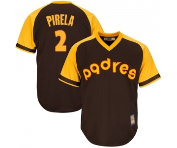 Men's San Diego Padres #2 Jose Pirela Replica Brown Alternate Cooperstown Cool Base Baseball Jersey